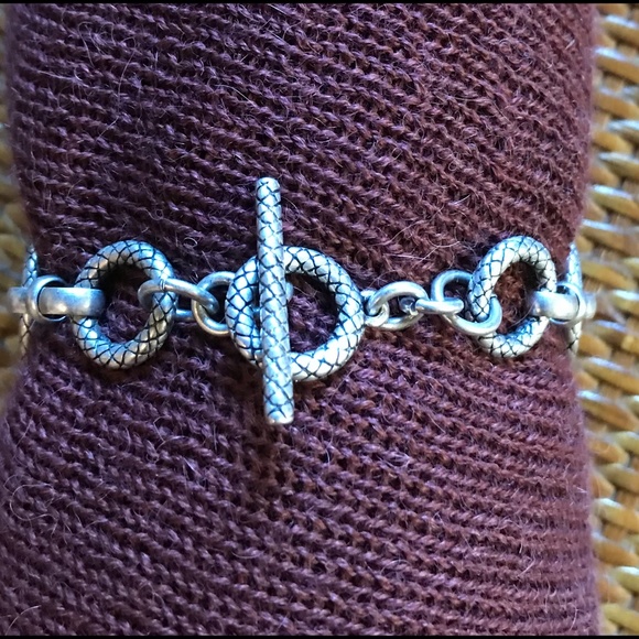 Source Unknown Jewelry - Toggled Silver-Toned, Snake Skin (Charm?) Bracelet
